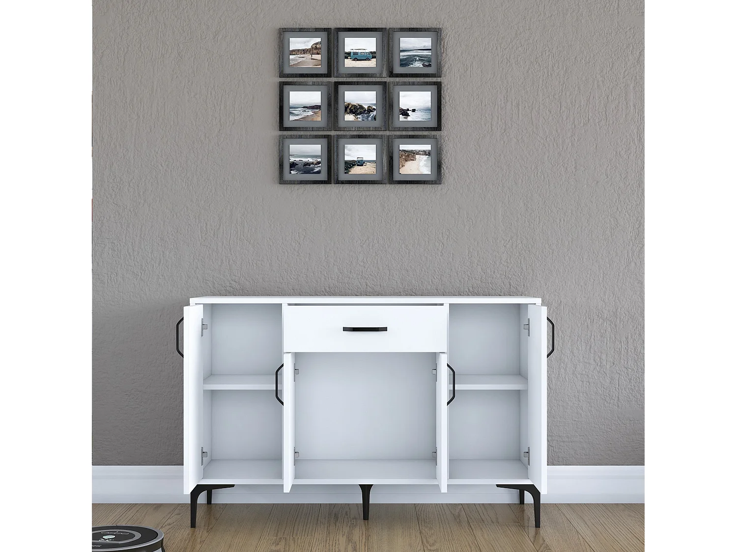 Aparador de Cozinha Siena Branco - Mobiliário Moderno e Funcional 120x40x78,6 cm