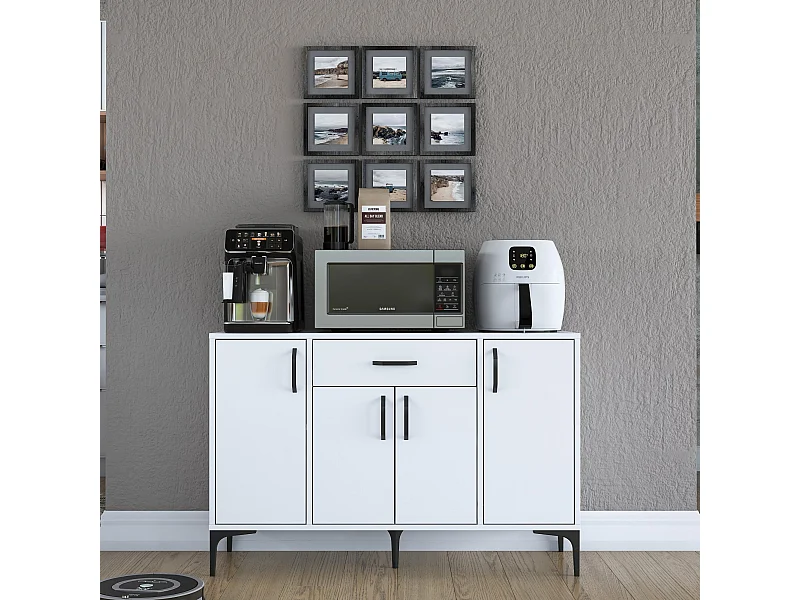 Aparador de Cozinha Siena Branco - Mobiliário Moderno e Funcional 120x40x78,6 cm