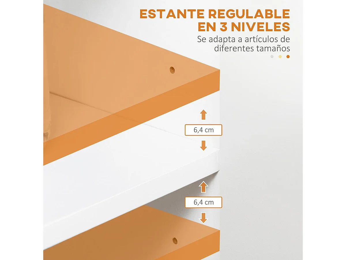 Aparador Cayena Homcom 2 puertas + cajón + 3 estantes blanco 82x110x29,5 cm