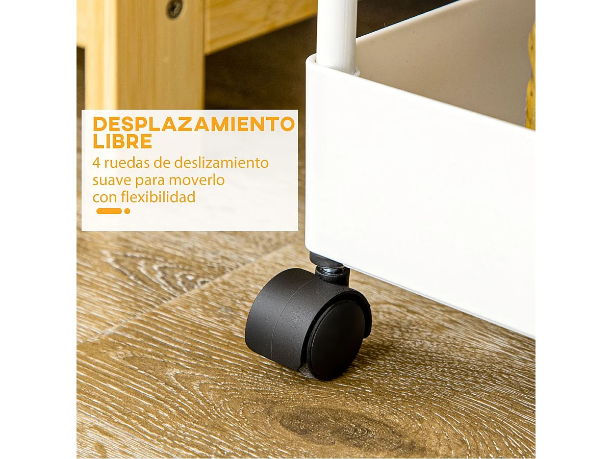 Carrito auxiliar blanco 40x19x90 cm HOMCOM