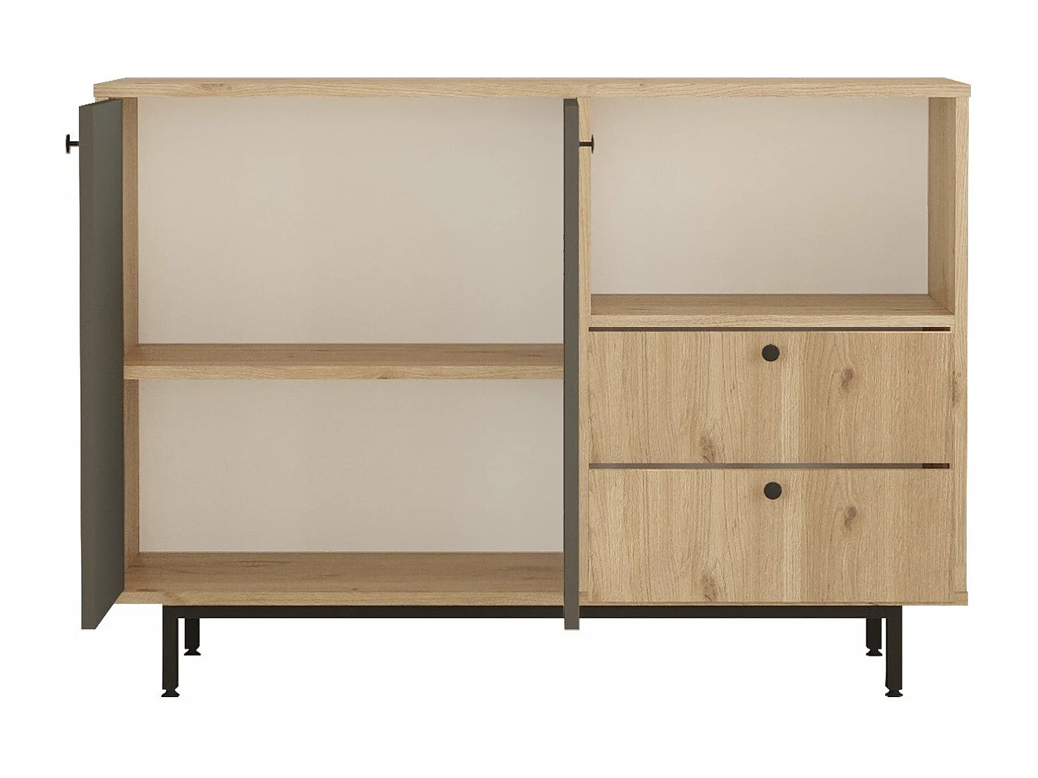 Aparador de Cozinha Toledo em Carvalho e Antracite - Design Moderno e Funcional - 120x85x35.5cm