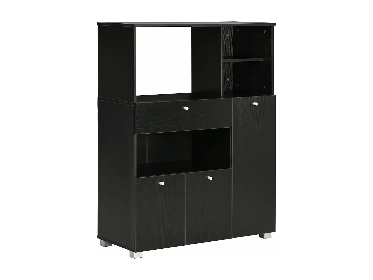 Aparador de Cozinha Gourmet Moderno - Preto - 90x40x120 cm - Estilo e Funcionalidade