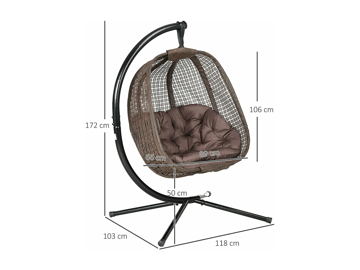 Poltrona Suspensa Outsunny em Forma de Ovo - Estrutura de Aço, Dobrável e Confortável