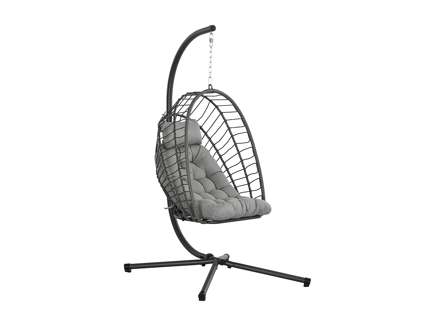 Silla colgante Passia Outsunny 2 cojines gris oscuro 194x100x131 cm