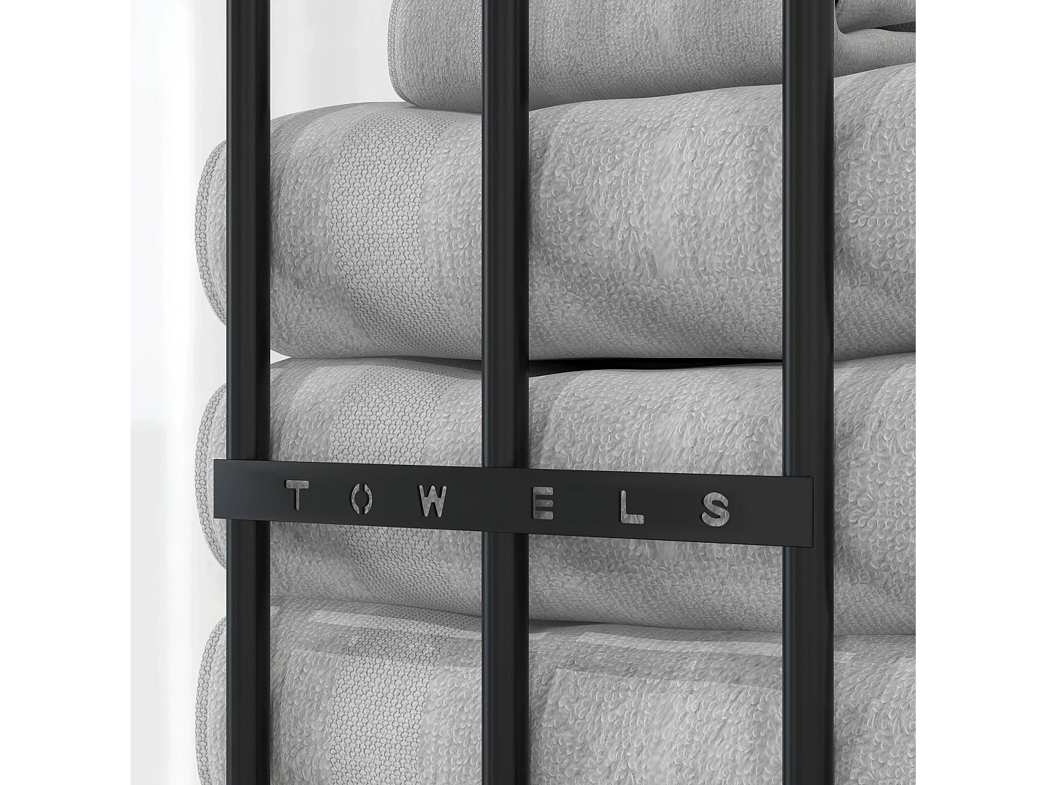 Toalheiro de Parede HOMCOM com 3 Barras - Suporte de Metal para Toalhas - Preto - 21x12x74 cm