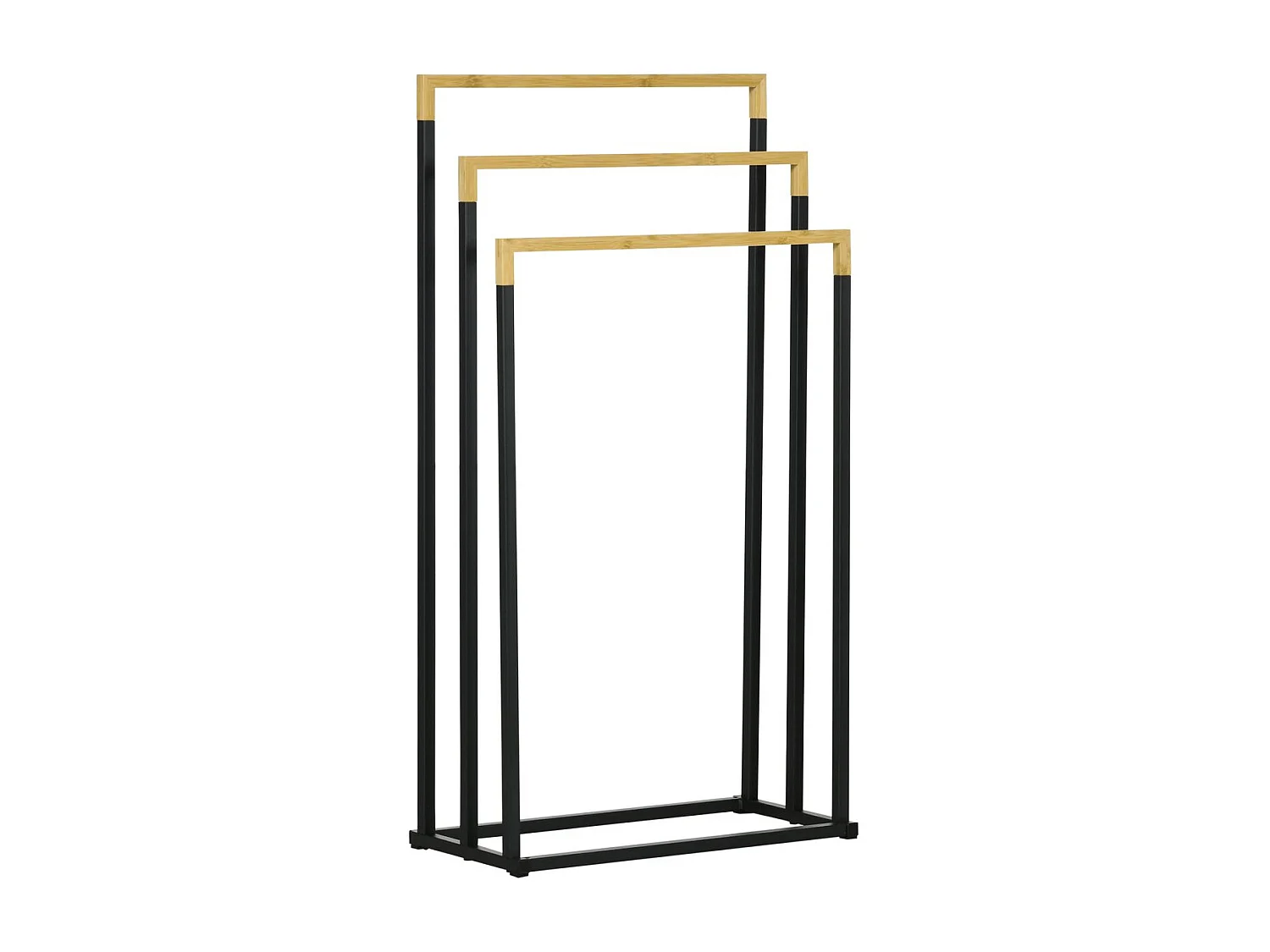Suporte para Toalhas de Pé com 3 Níveis - Design Moderno em Bambu e Aço para Casa de Banho