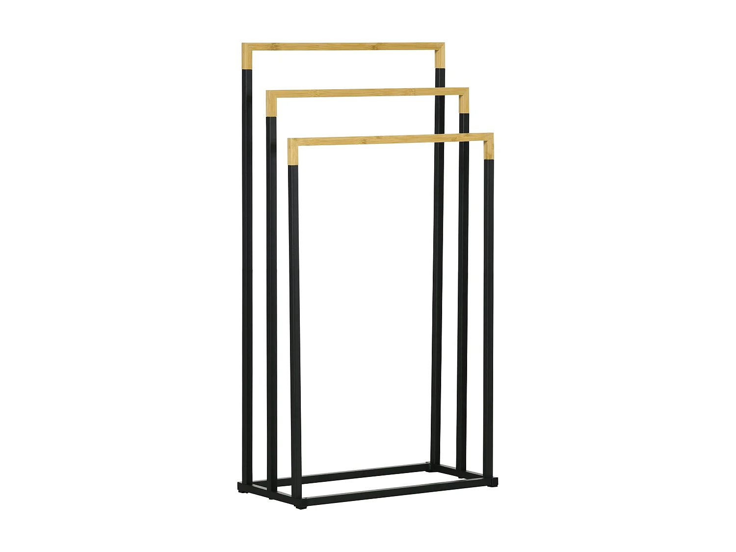 Toallero de pie Nikita Kleankin 3 barras negro/natural 86x45x22,5 cm