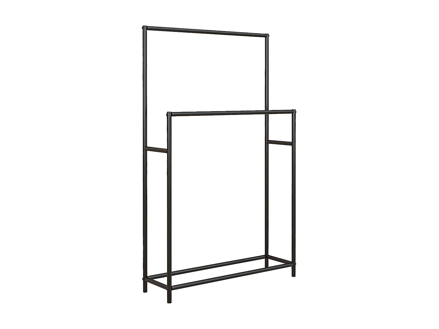 Toalheiro Moderno HOMCOM de Pé com 2 Níveis e Estrutura de Metal - Preto 66x20x110 cm