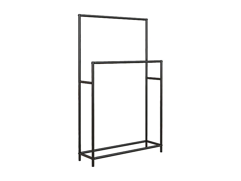 Toalheiro Moderno HOMCOM de Pé com 2 Níveis e Estrutura de Metal - Preto 66x20x110 cm