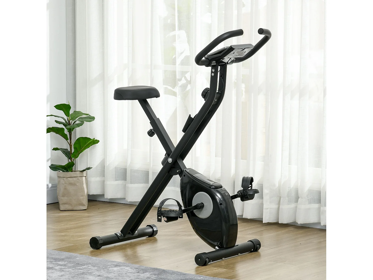 Bicicleta Estática Dobrável HOMCOM com 8 Níveis de Resistência e Ecrã LCD - Ideal para Casa e Escritório