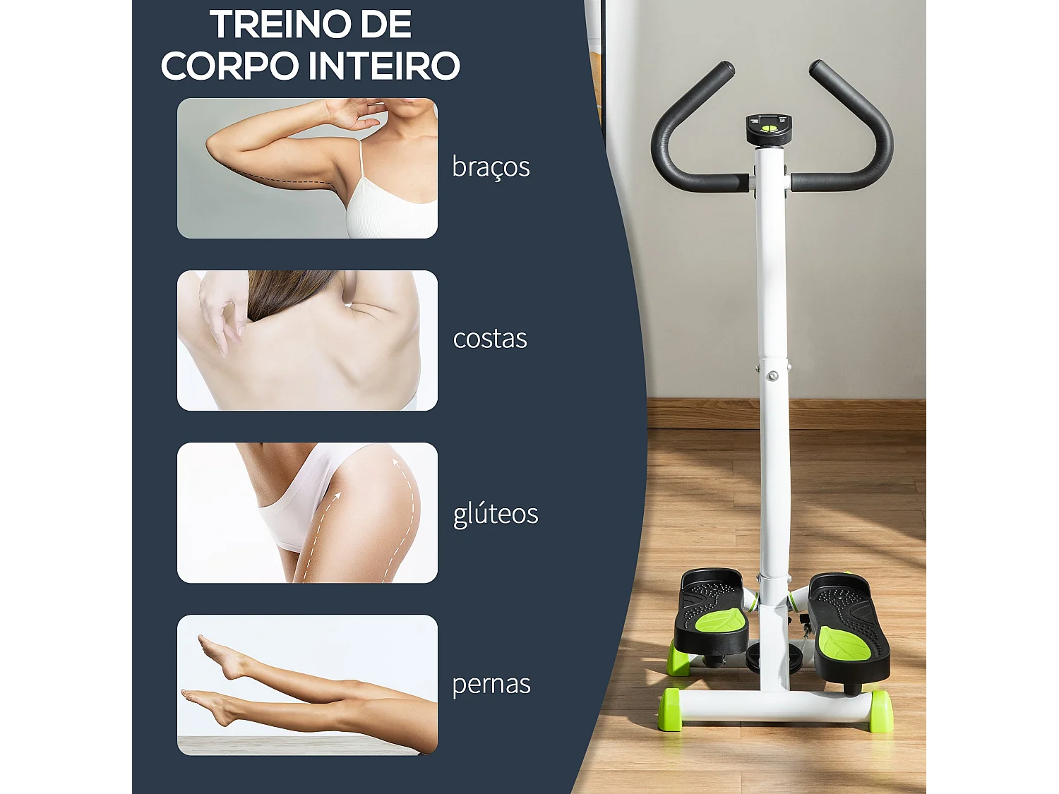 HOMCOM Stepper Fitness Compacto com Monitor LCD e Pedais Antiderrapantes - Ideal para Treino em Casa