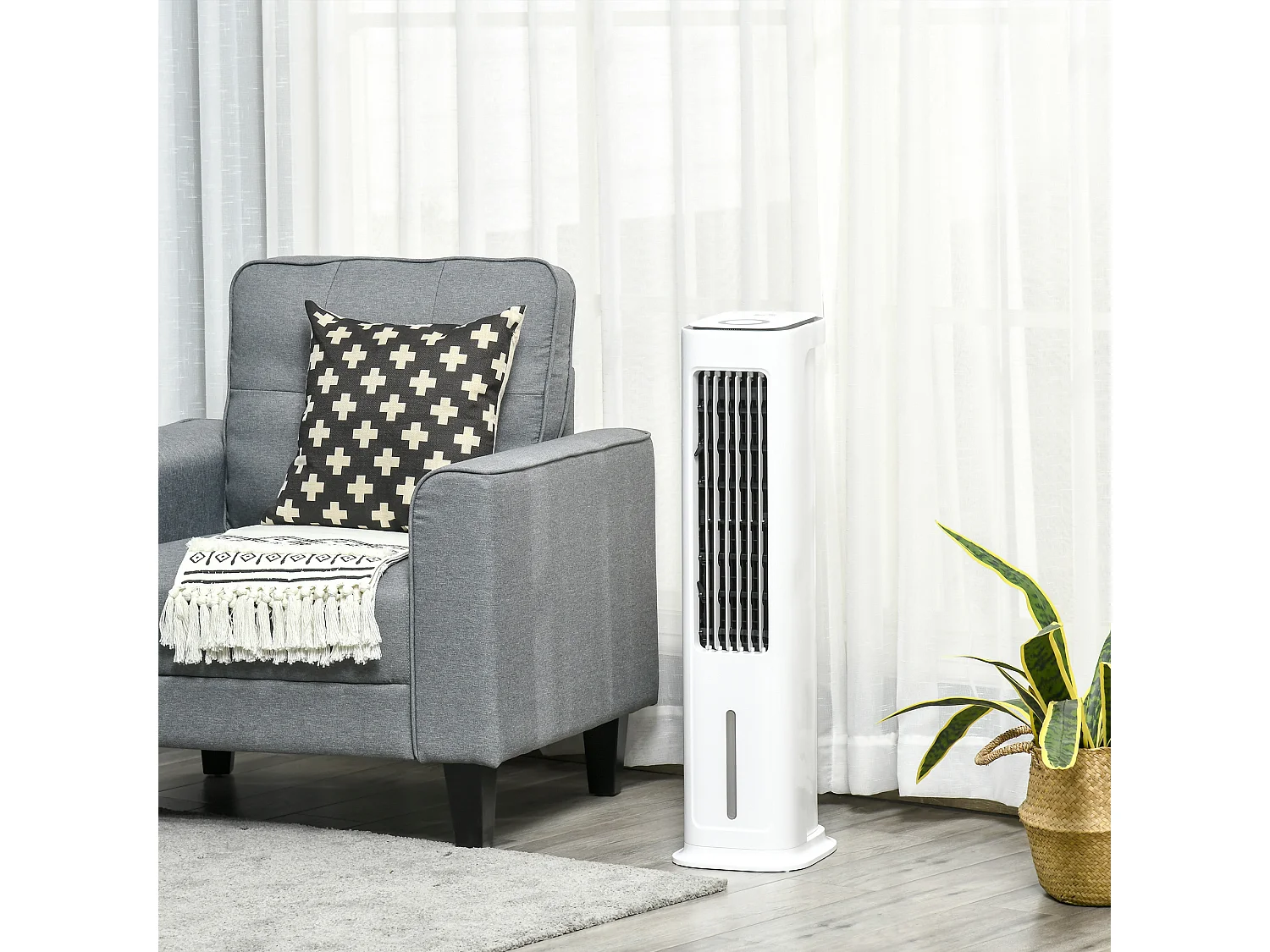 Ventoinha de Coluna HOMCOM 86cm com Controle Remoto e Resfriamento com Gelo