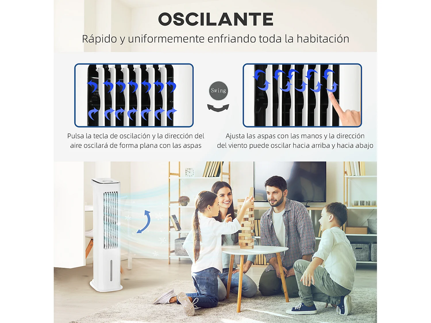 Ventoinha de Coluna HOMCOM 86cm com Controle Remoto e Resfriamento com Gelo