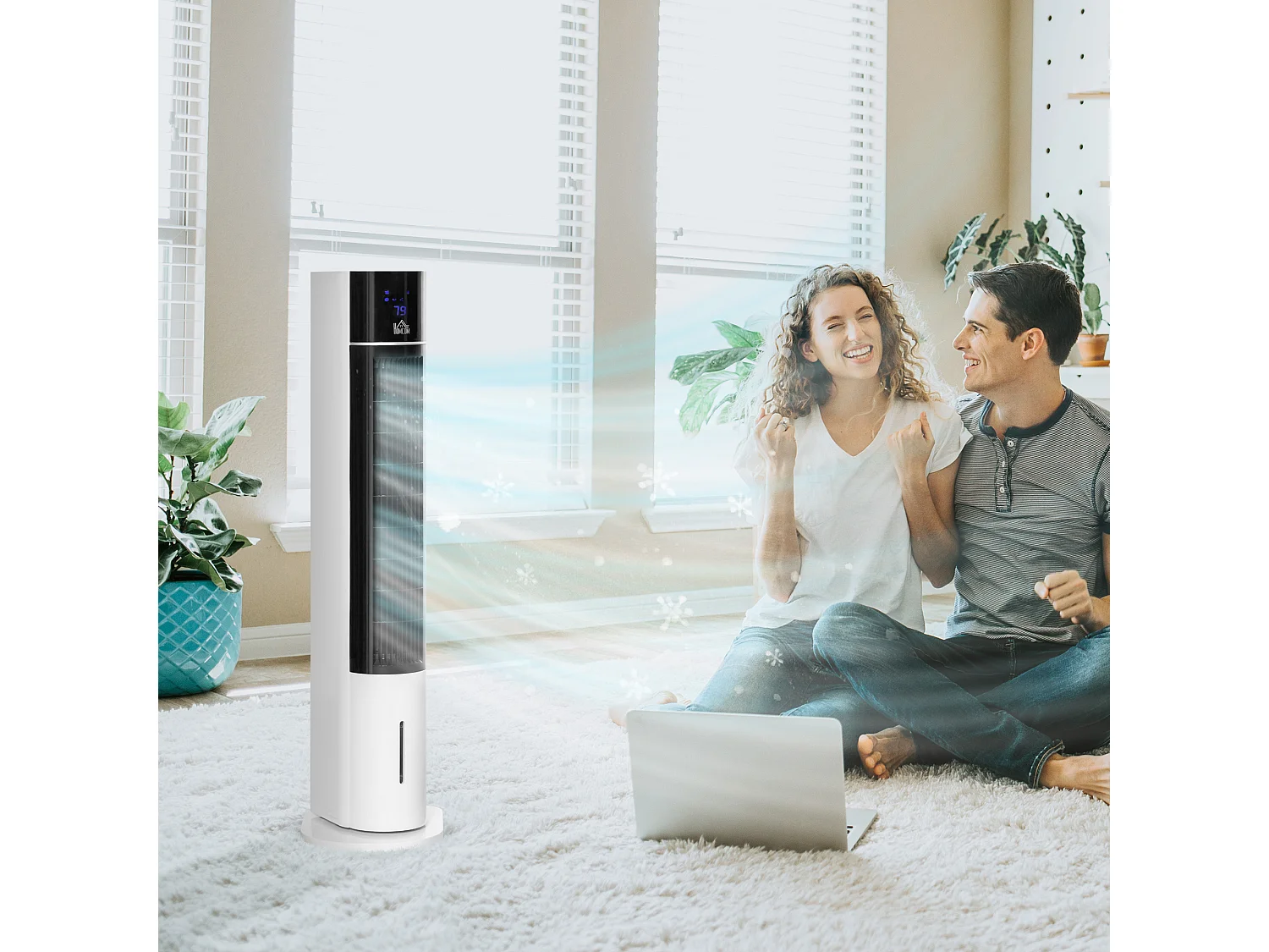 Ventoinha de Coluna com Umidificador e Controle Remoto - 60W, 3 Velocidades