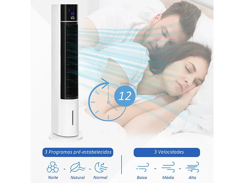 Ventoinha de Coluna com Umidificador e Controle Remoto - 60W, 3 Velocidades