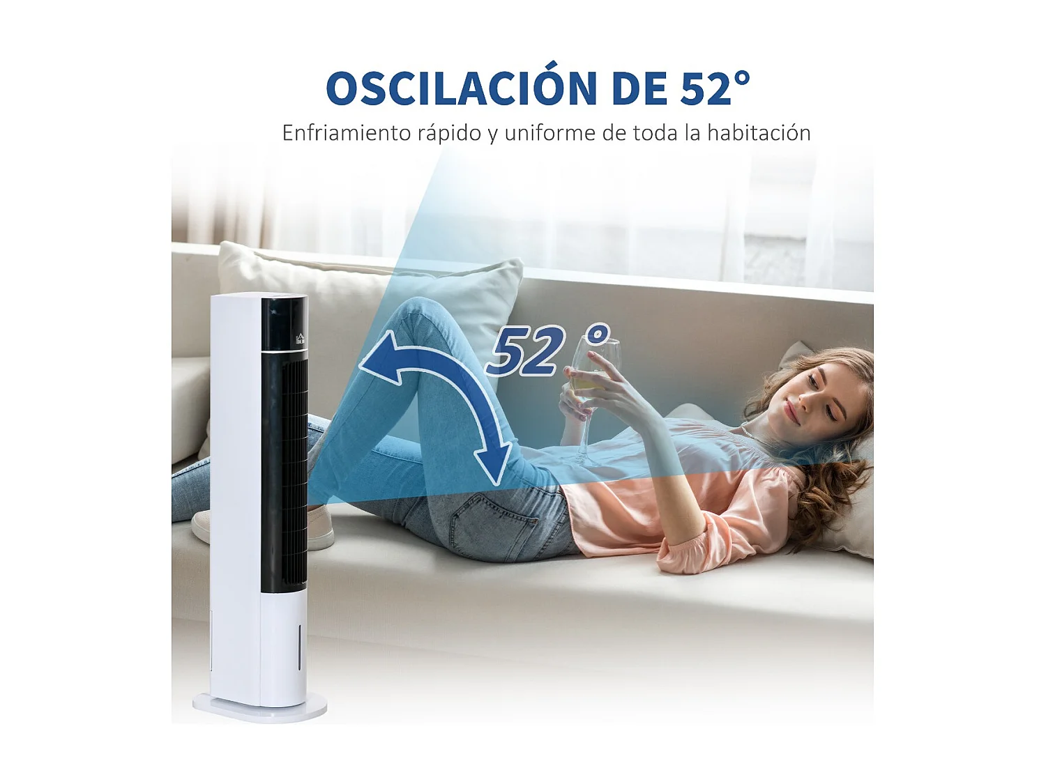 Ventoinha de Coluna com Umidificador e Controle Remoto - 60W, 3 Velocidades