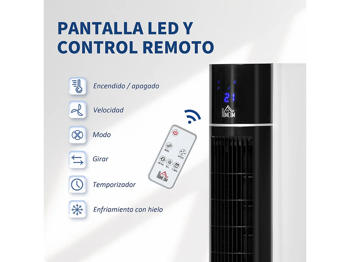 Ventoinha de Coluna com Umidificador e Controle Remoto - 60W, 3 Velocidades