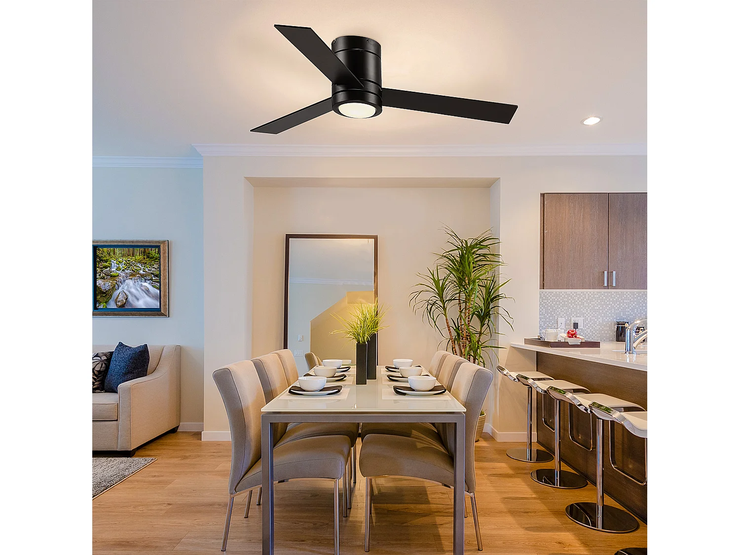 Ventoinha de Teto HOMCOM 48W com Luz LED e Controle Remoto - Elegância e Conforto para sua Casa