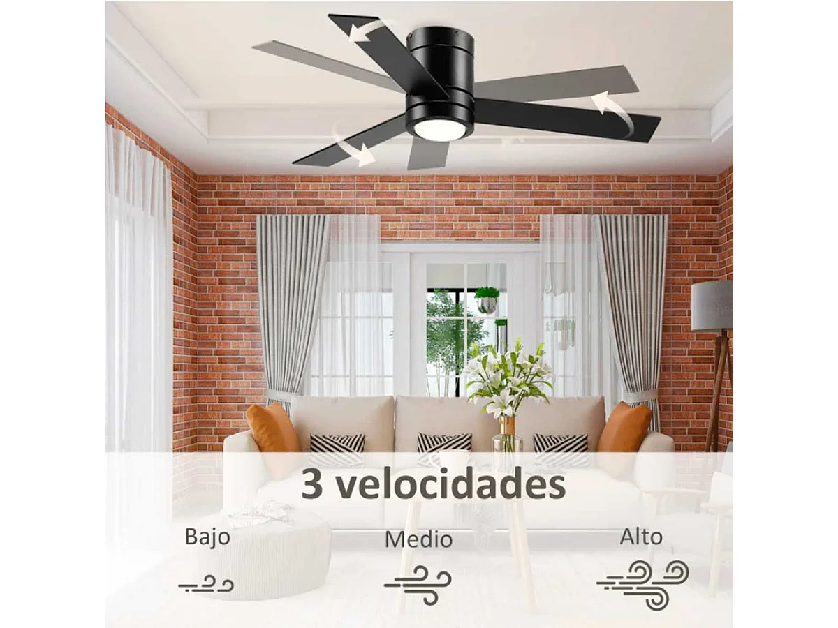 Ventoinha de Teto HOMCOM 48W com Luz LED e Controle Remoto - Elegância e Conforto para sua Casa