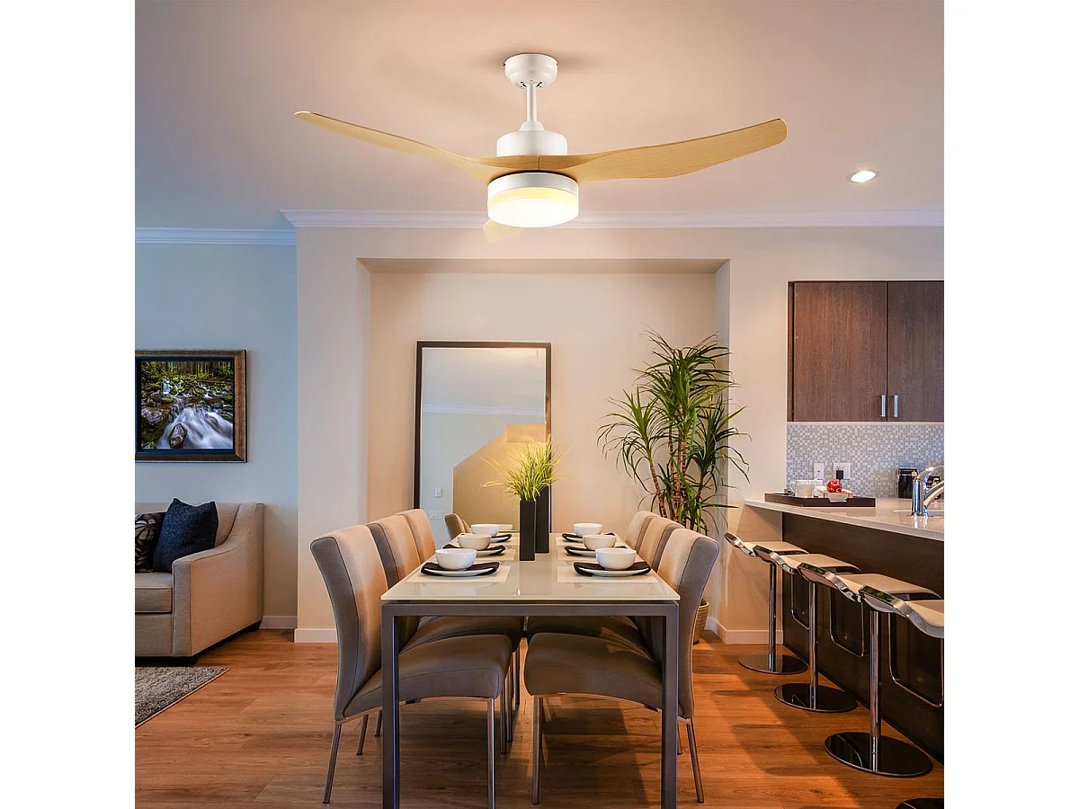 Ventoinha de Teto HOMCOM 20,5W com Controle Remoto e Luz LED Ajustável - Ideal para Quarto e Sala de Estar