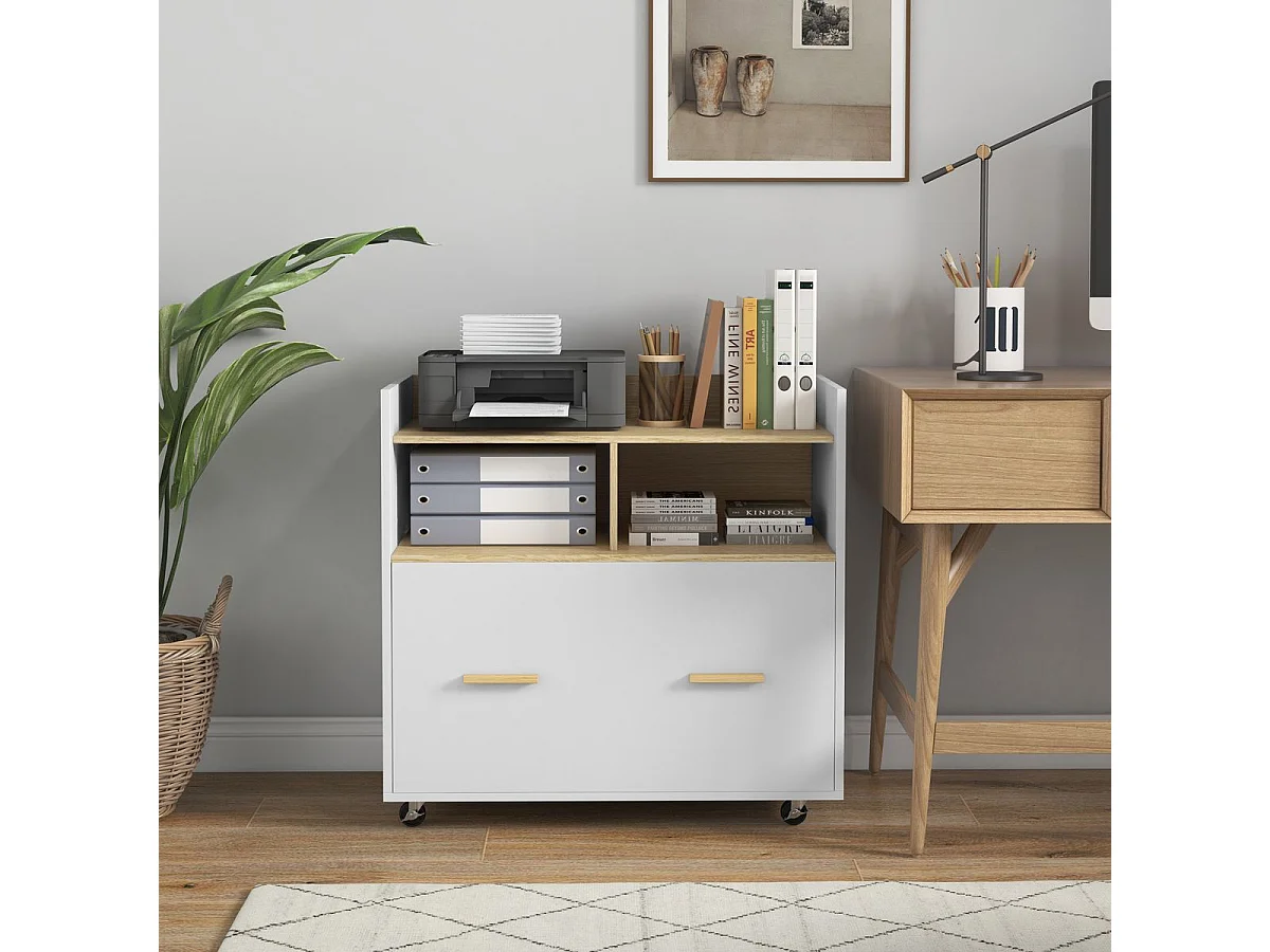 Mueble auxiliar Wick Vinsetto con ruedas roble/blanco 75,5x76x40 cm