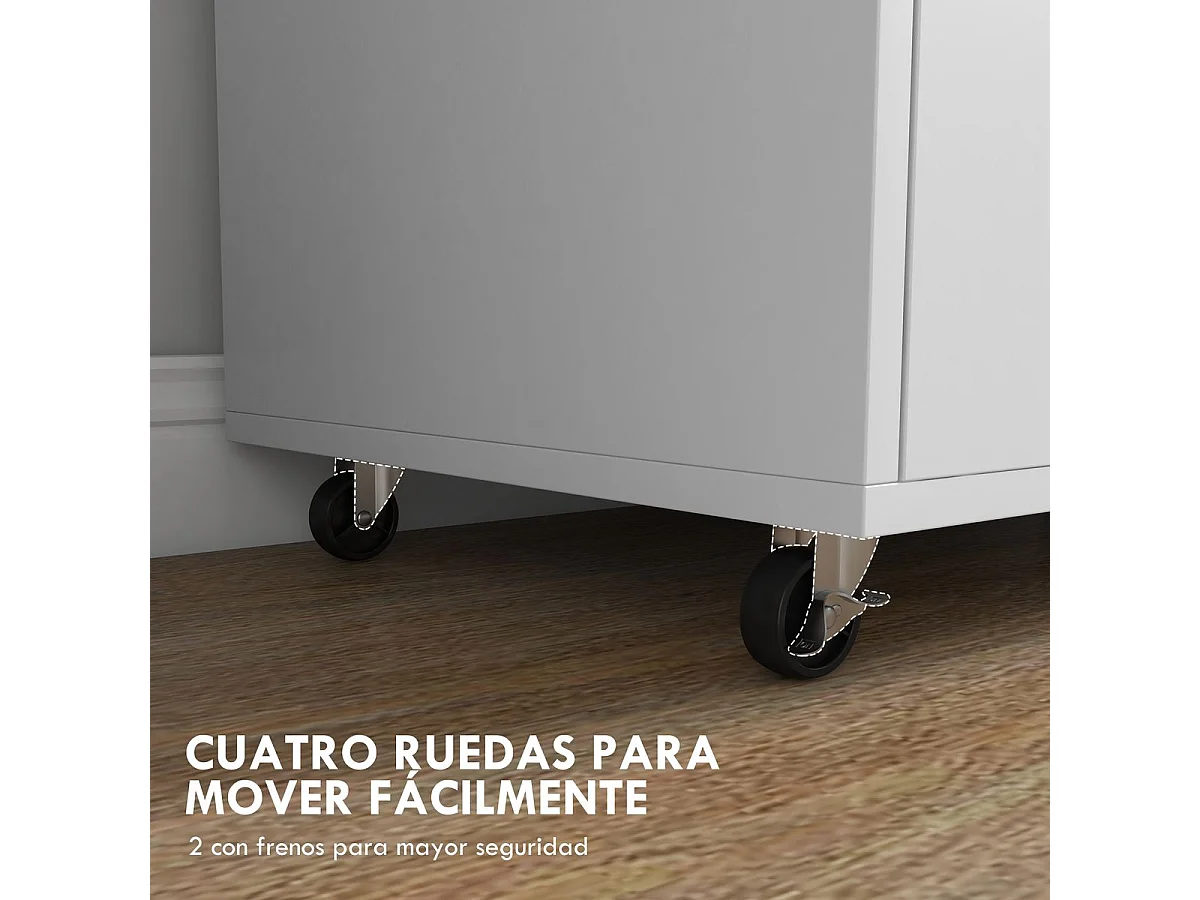 Mueble auxiliar Wick Vinsetto con ruedas roble/blanco 75,5x76x40 cm