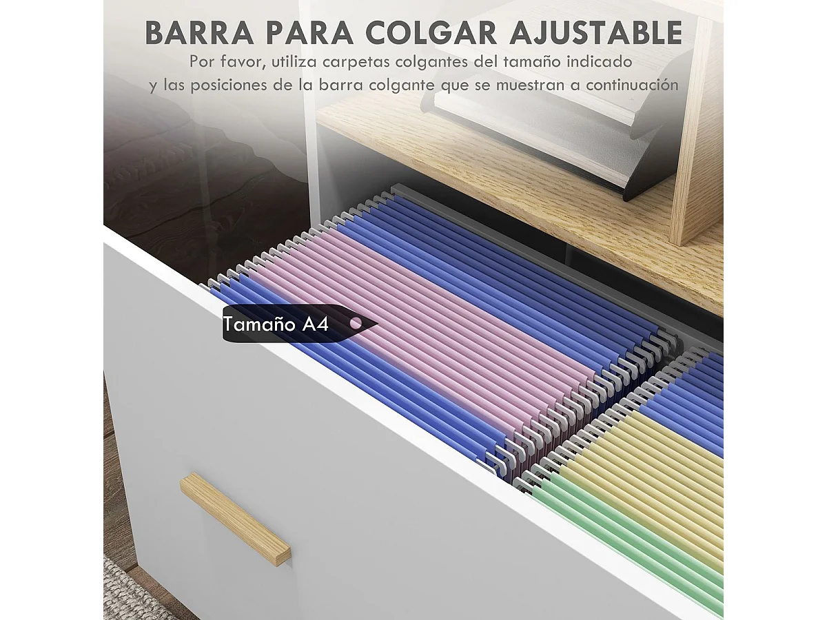 Mueble auxiliar Wick Vinsetto con ruedas roble/blanco 75,5x76x40 cm