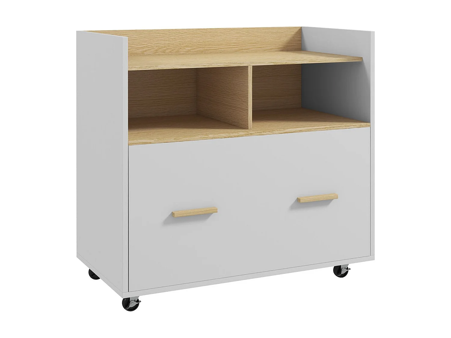 Mueble auxiliar Wick Vinsetto con ruedas roble/blanco 75,5x76x40 cm