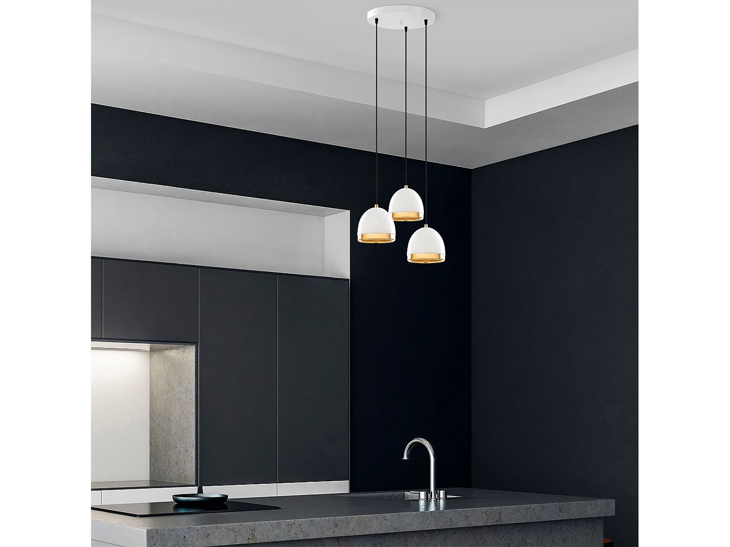 Candeeiro Moderno Branco e Dourado Mugo 10650 - Elegância e Sofisticação