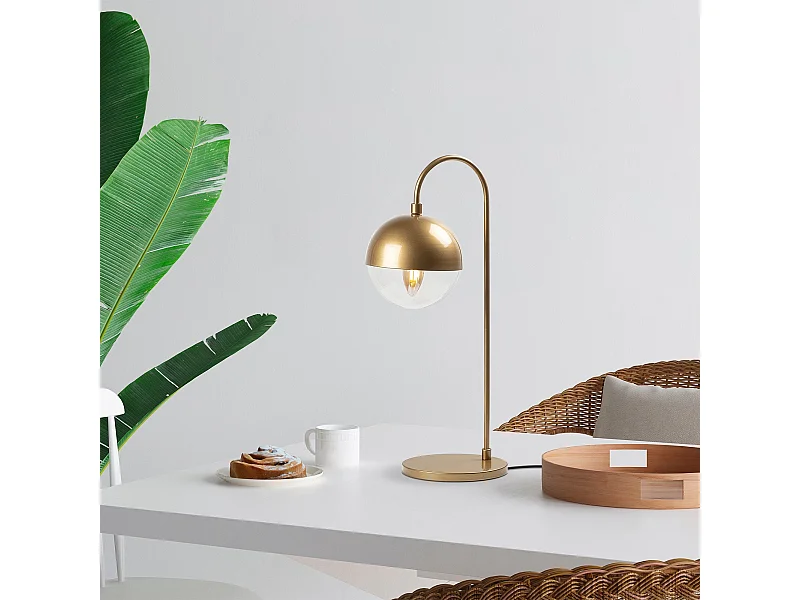 Candeeiro de Mesa Elegante Horn - 12201 em Cobre e Vidro