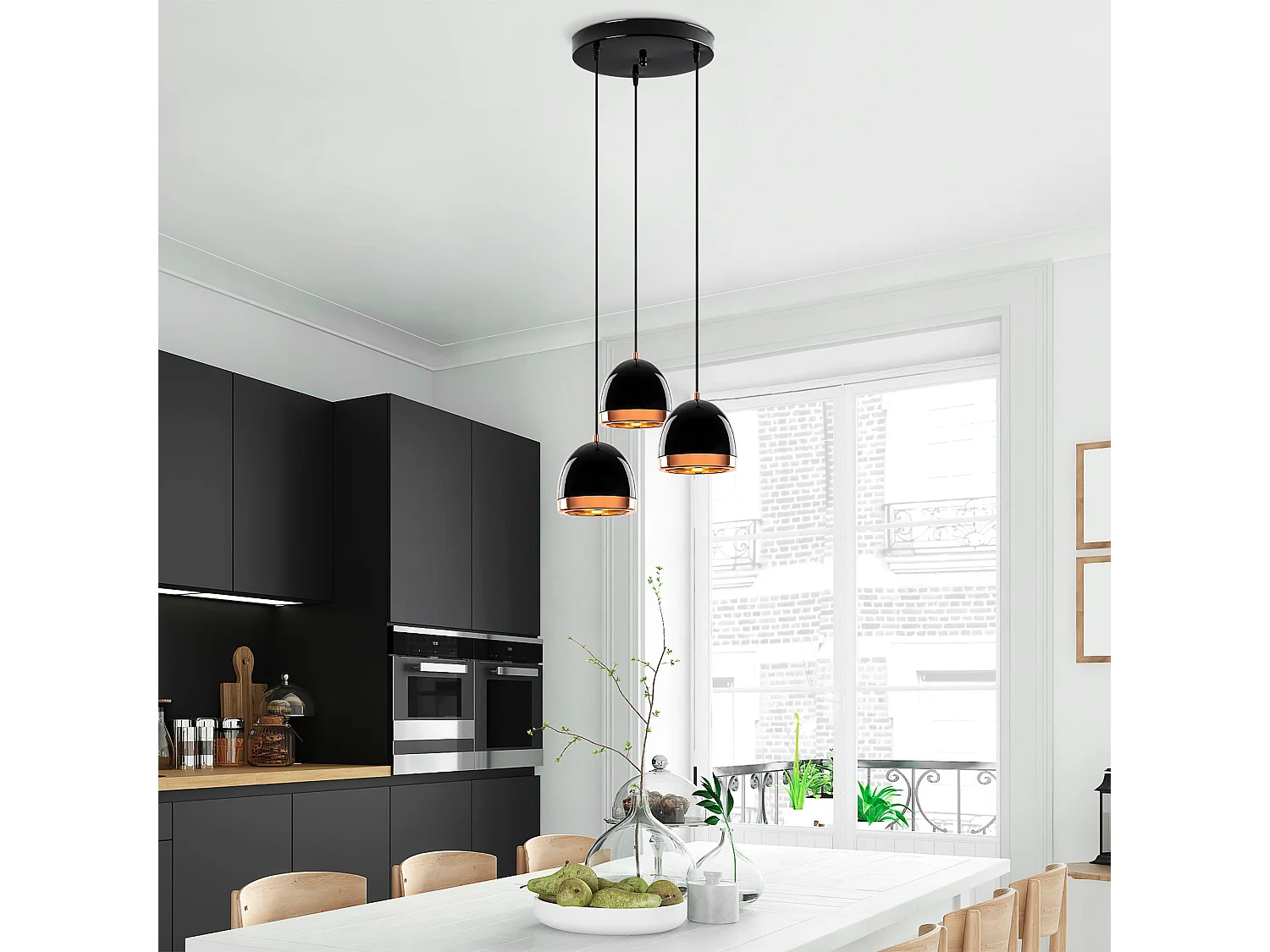 Candeeiro Preto e Dourado Mugo - Elegância e Estilo Moderno