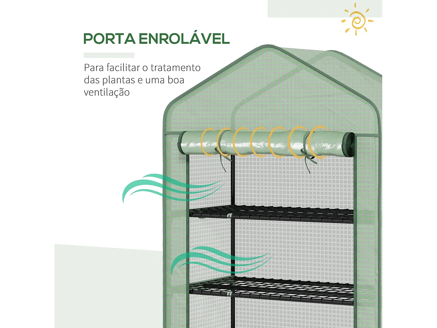 Estufa de Jardim Outsunny com 5 Prateleiras Resistente e Anti-UV - 90x49x193 cm Verde