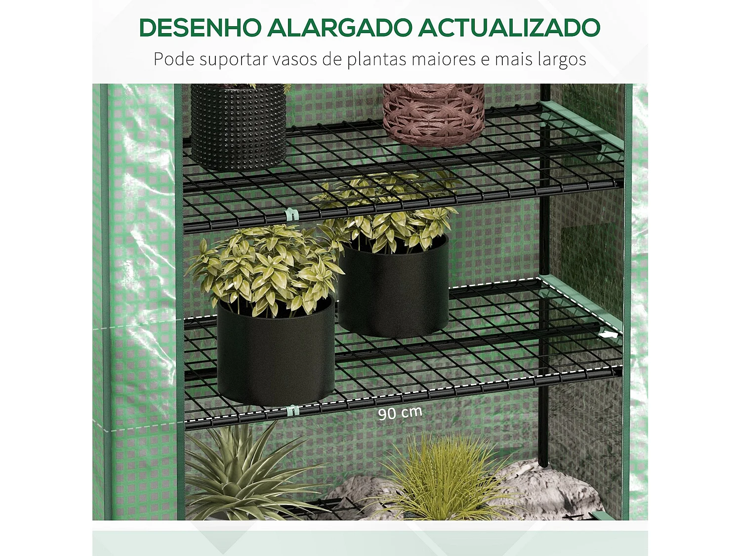 Estufa de Jardim Outsunny com 5 Prateleiras Resistente e Anti-UV - 90x49x193 cm Verde