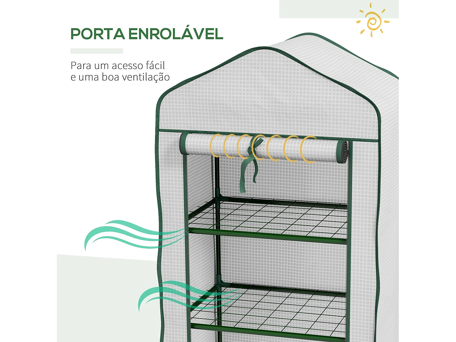 Estufa de Jardim Outsunny com 3 Prateleiras e Porta Enrolável para Cultivo de Plantas