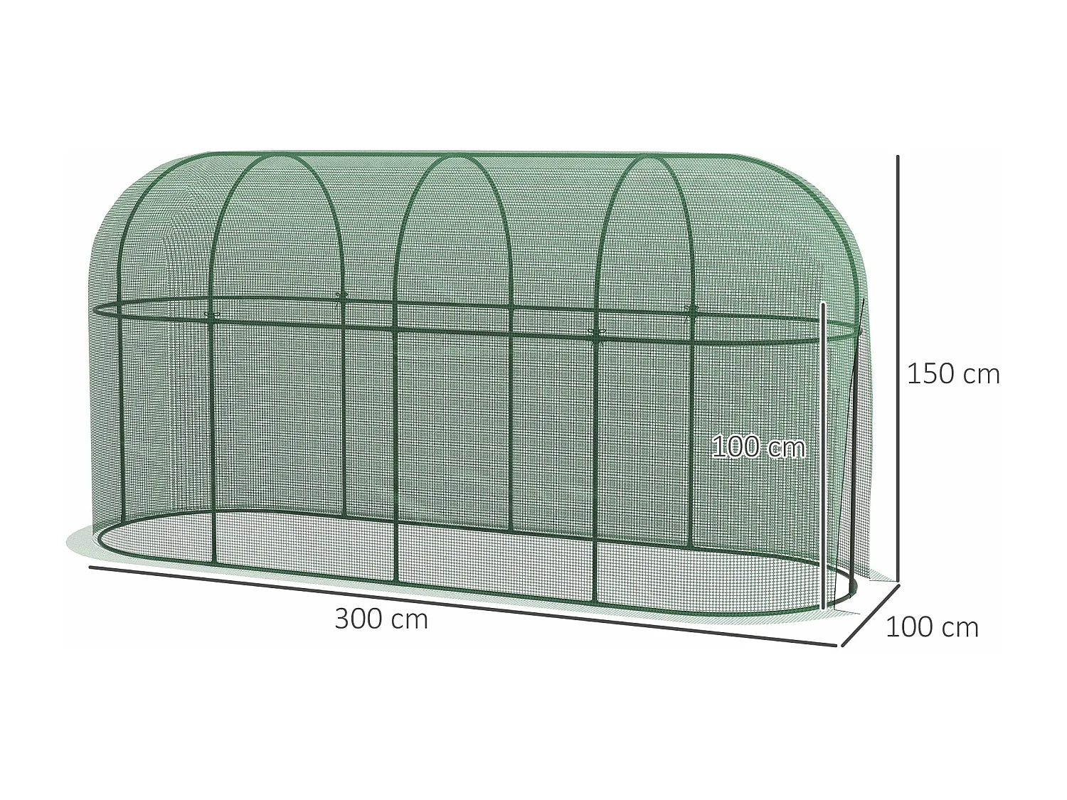 Estufa de Jardim Outsunny 300x100x150 cm Verde com Porta Deslizante e Estrutura de Aço