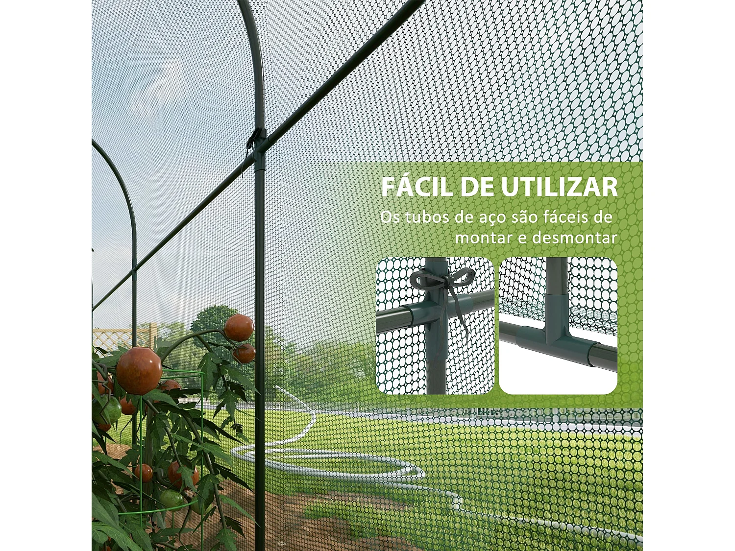 Estufa de Jardim Outsunny 300x100x150 cm Verde com Porta Deslizante e Estrutura de Aço