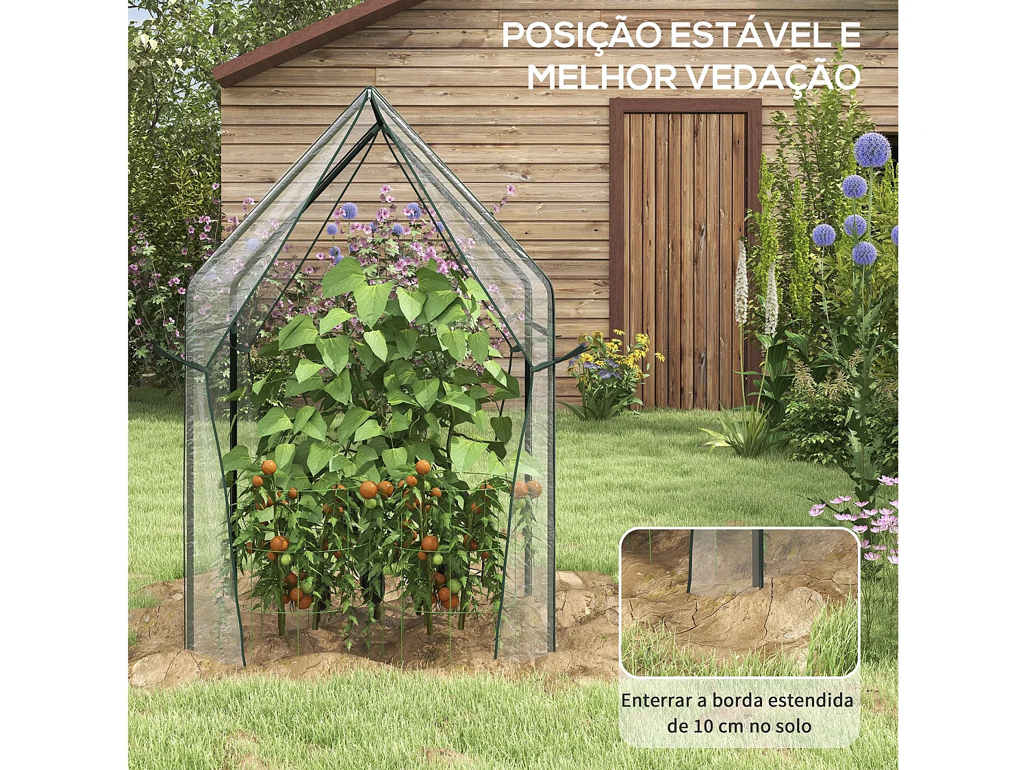 Estufa Vertical para Cultivo em Varanda – 90x90x145 cm com Estrutura de Aço e Cobertura Anti-UV