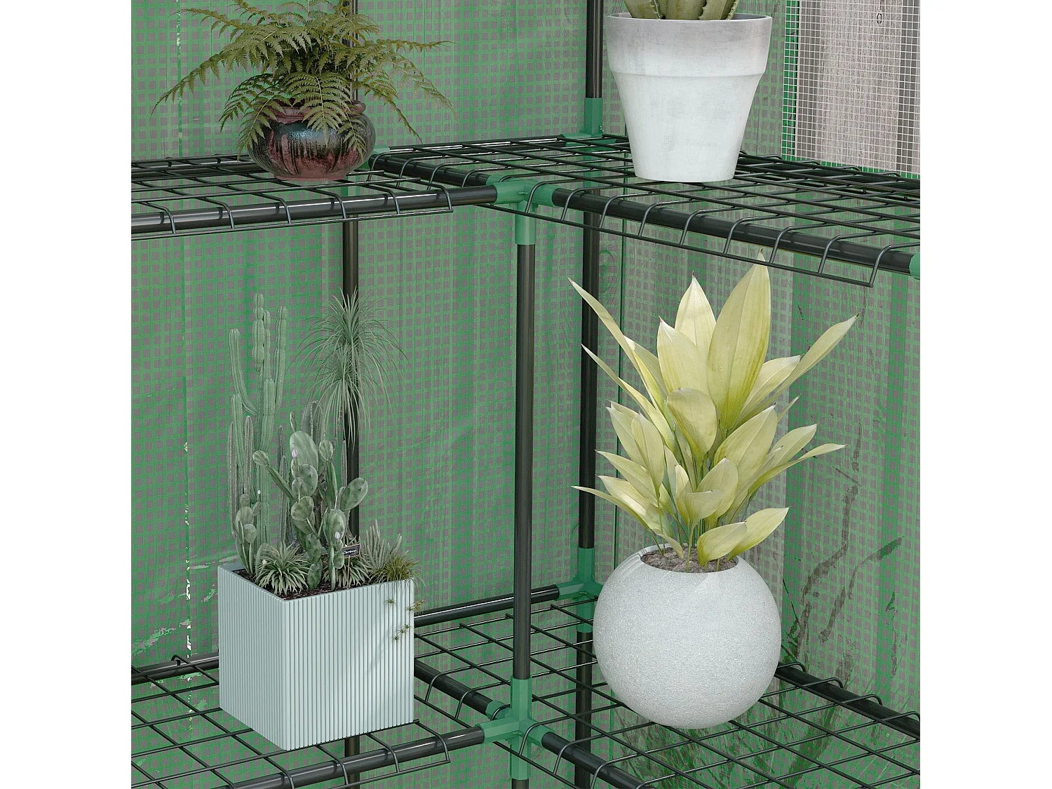 Estufa de Jardim Outsunny com Prateleiras e Janelas para Cultivo de Plantas 140x73x190 cm Verde