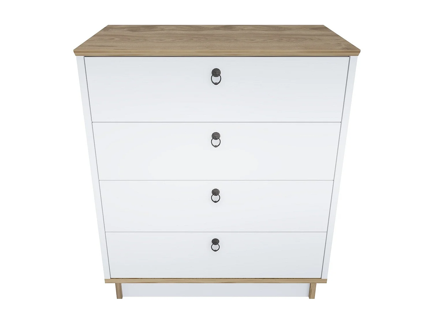 Cómoda Elysian de 4 Gavetas em Branco e Carvalho - Design Nórdico Elegante - 72x42x83.1 cm