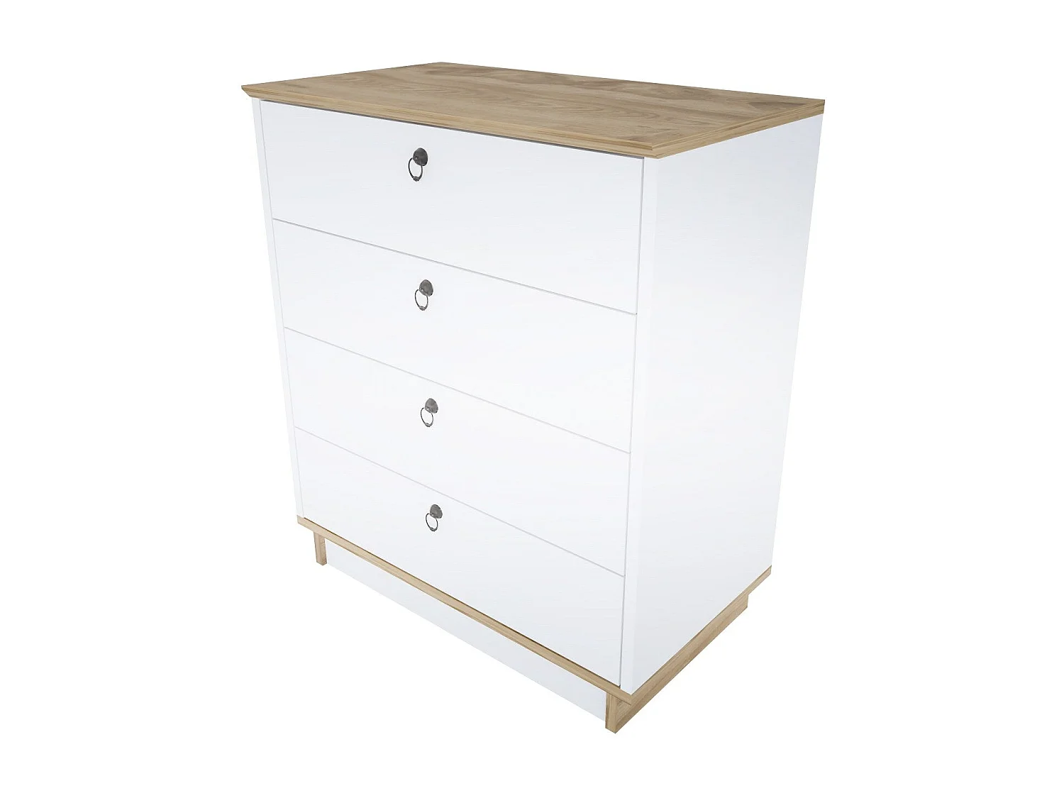 Cómoda Elysian de 4 Gavetas em Branco e Carvalho - Design Nórdico Elegante - 72x42x83.1 cm