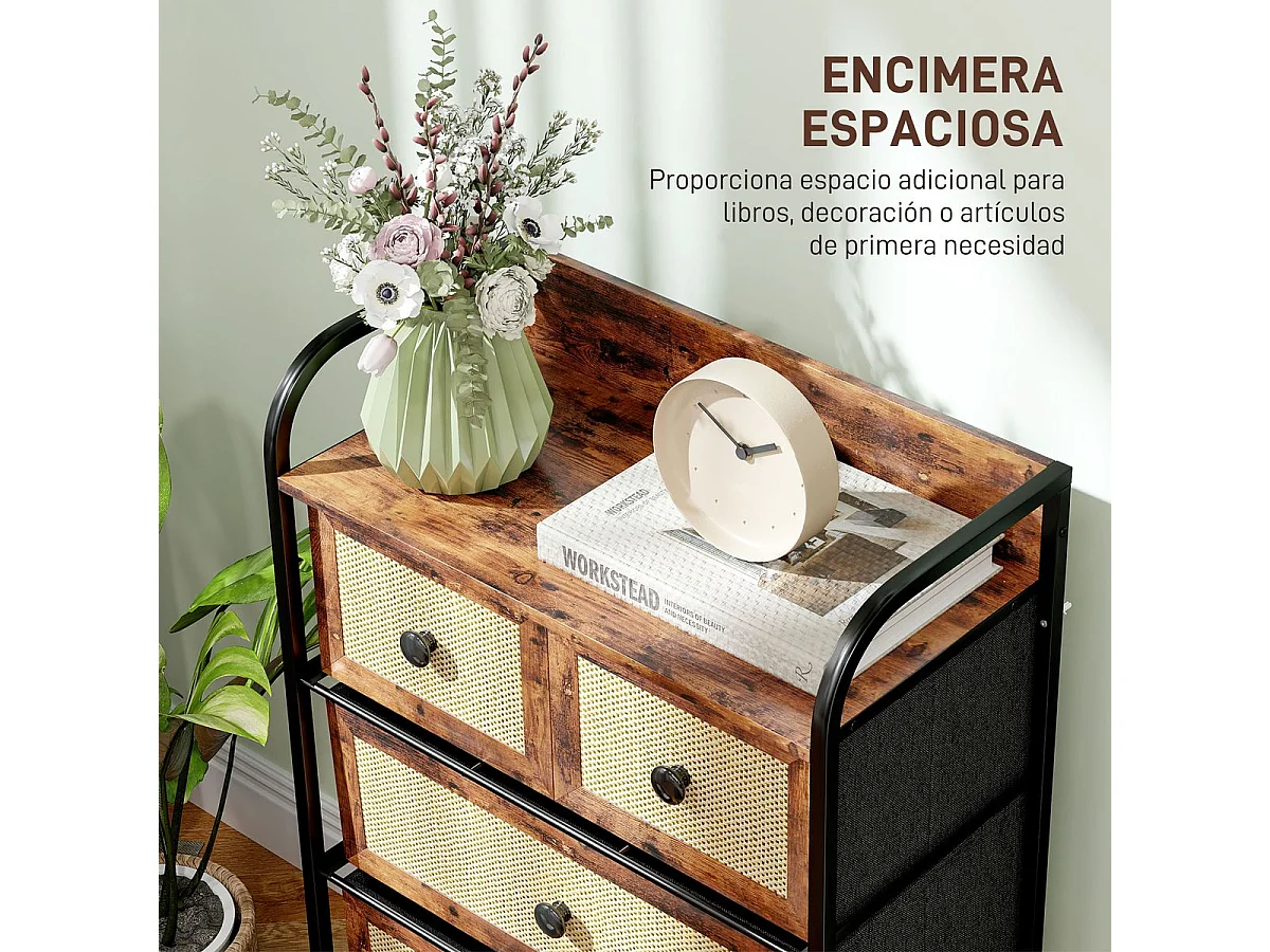 Cómoda Cleo Homcom 3 cajones grandes + 2 cajones pequeños marrón 99x58x29 cm