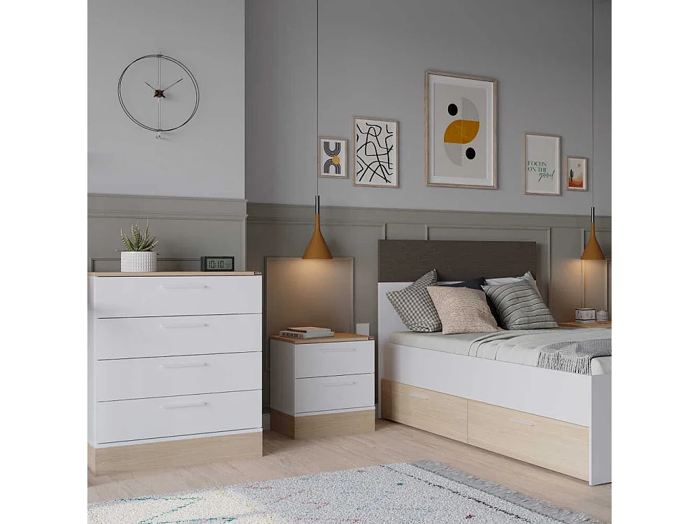 Cômoda Silvano em Carvalho e Branco com 5 Gavetas - Design Moderno e Funcional