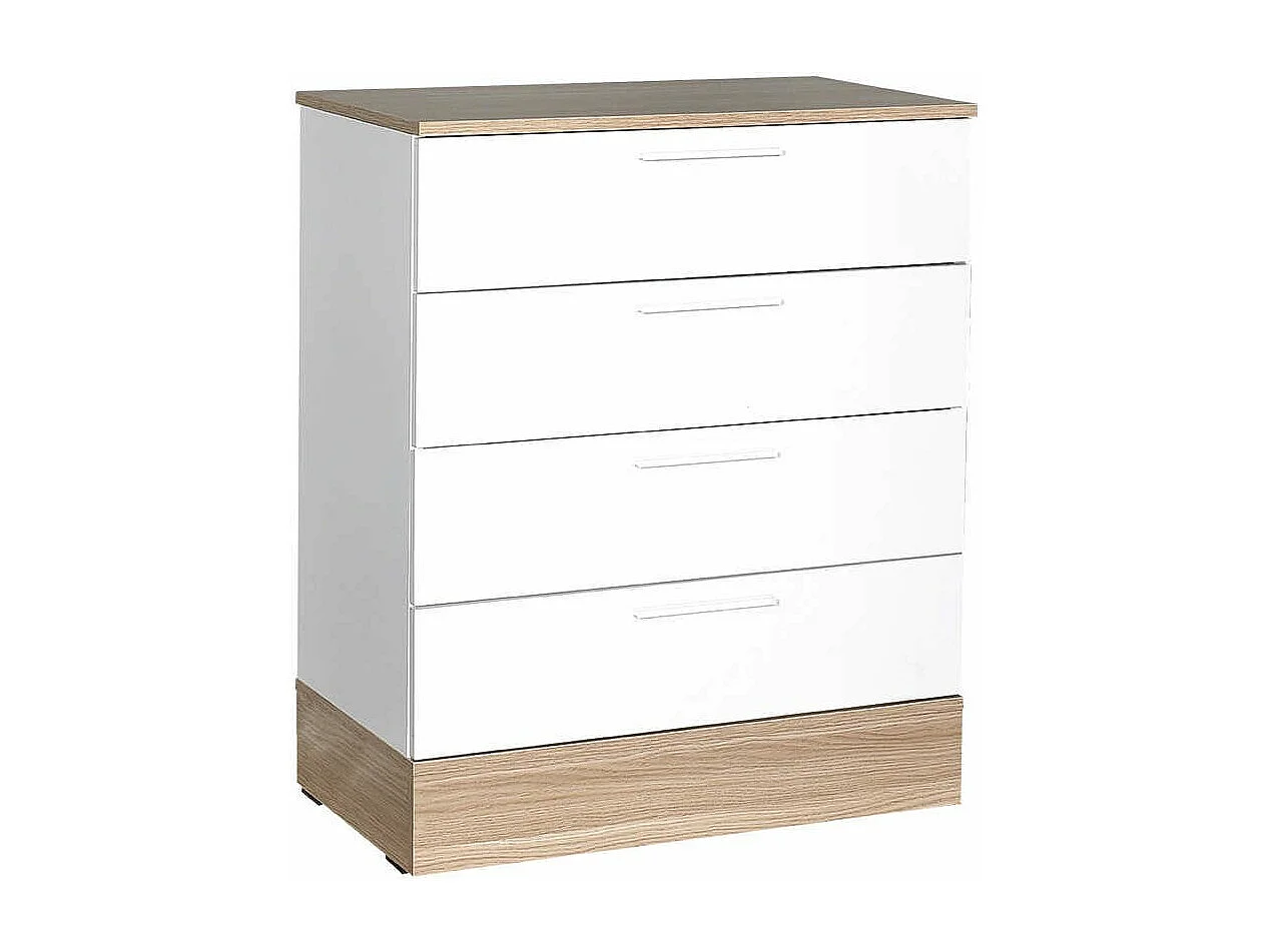 Cômoda Silvano em Carvalho e Branco com 5 Gavetas - Design Moderno e Funcional