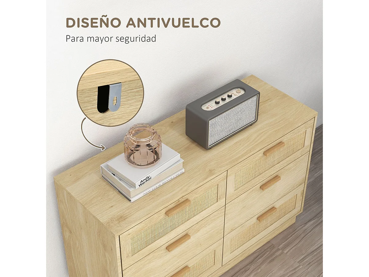 Cómoda de Madeira HOMCOM com 6 Gavetas em Estilo Boêmio - Ideal para Quarto e Corredor