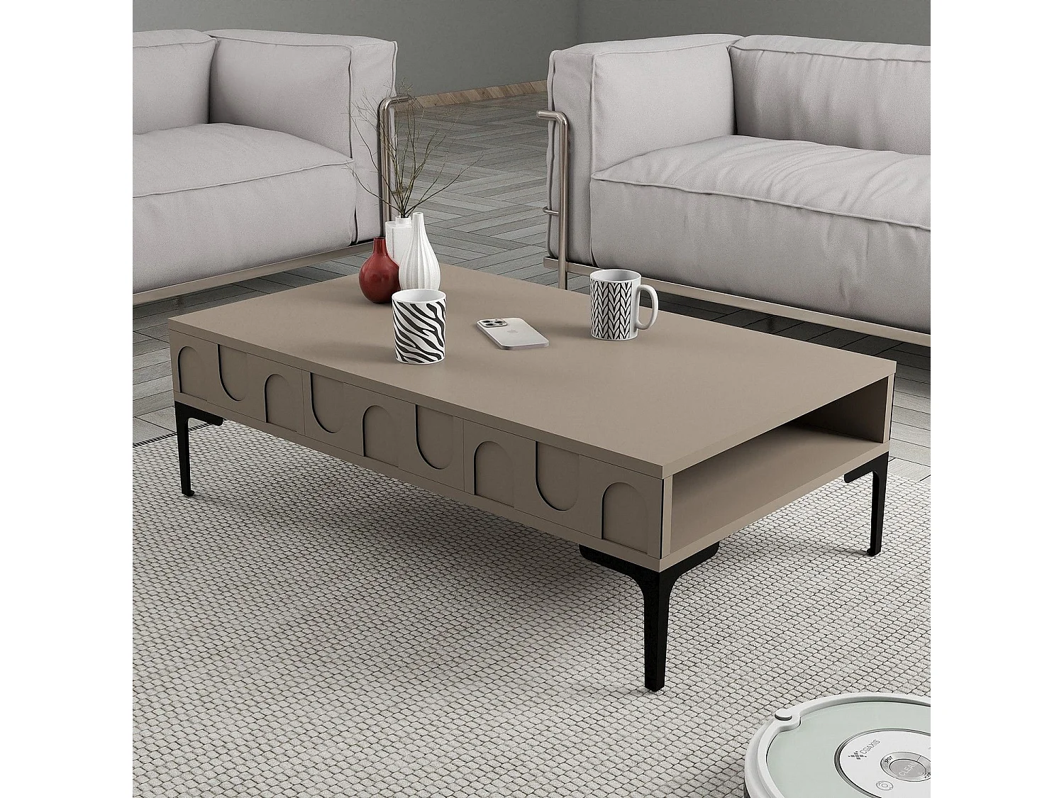 Mesa de Centro Lyon 32 - Estilo Moderno em Preto e Atlas