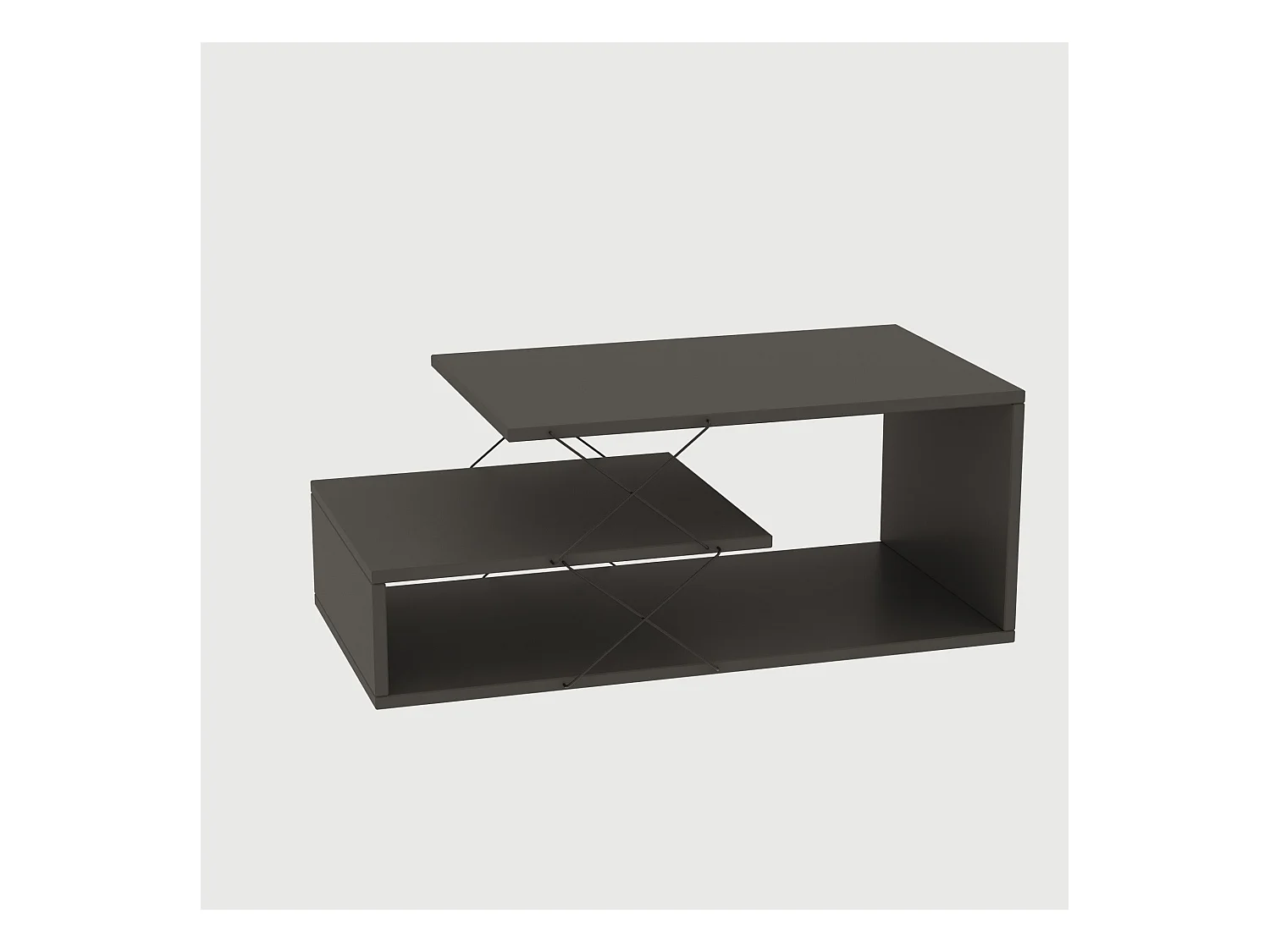 Mesa de café Kailua 1411, Antracita, 40x50x100cm, Aglomerado laminado, Angular