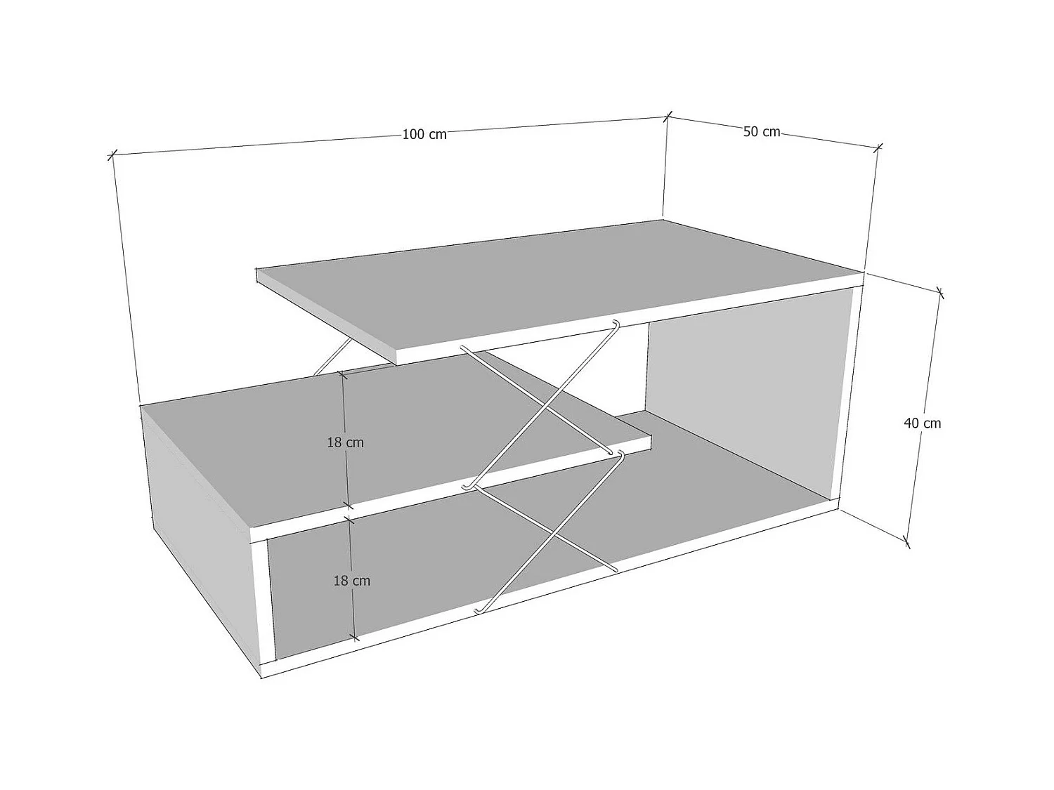Table basse design à 3 plateaux Loiria Noir et Gris foncé