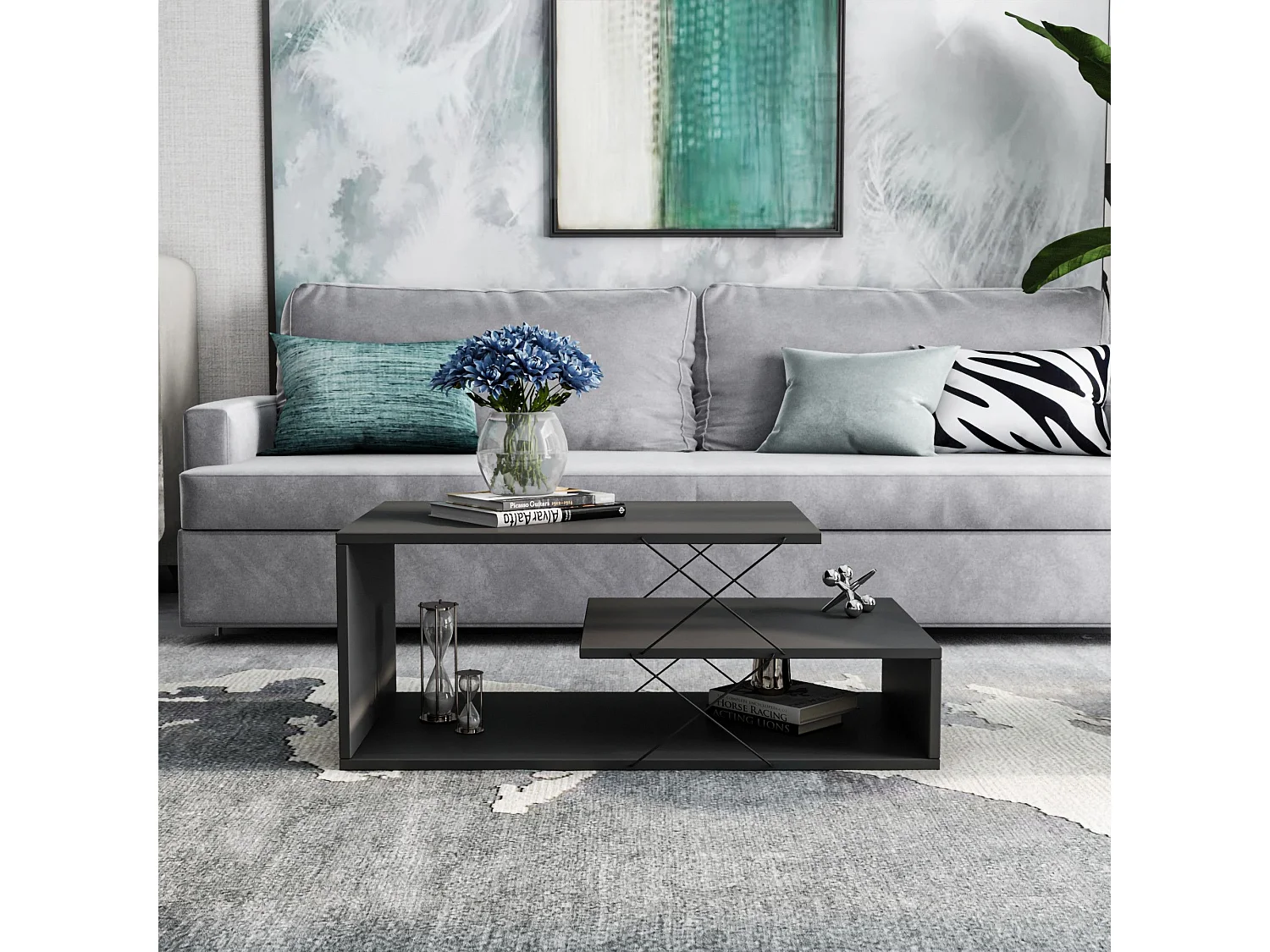 Couchtisch aus Holz "Cayenne" 100 x 50 x 40 cm - Anthrazit