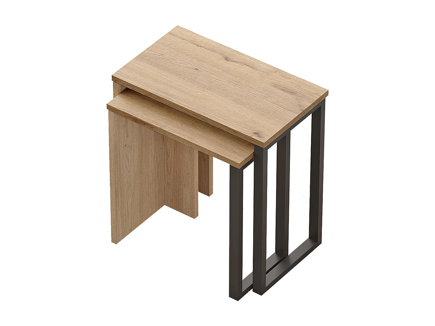 Conjunto de Mesas de Encaixe Elegantes e Funcionais em Nogueira