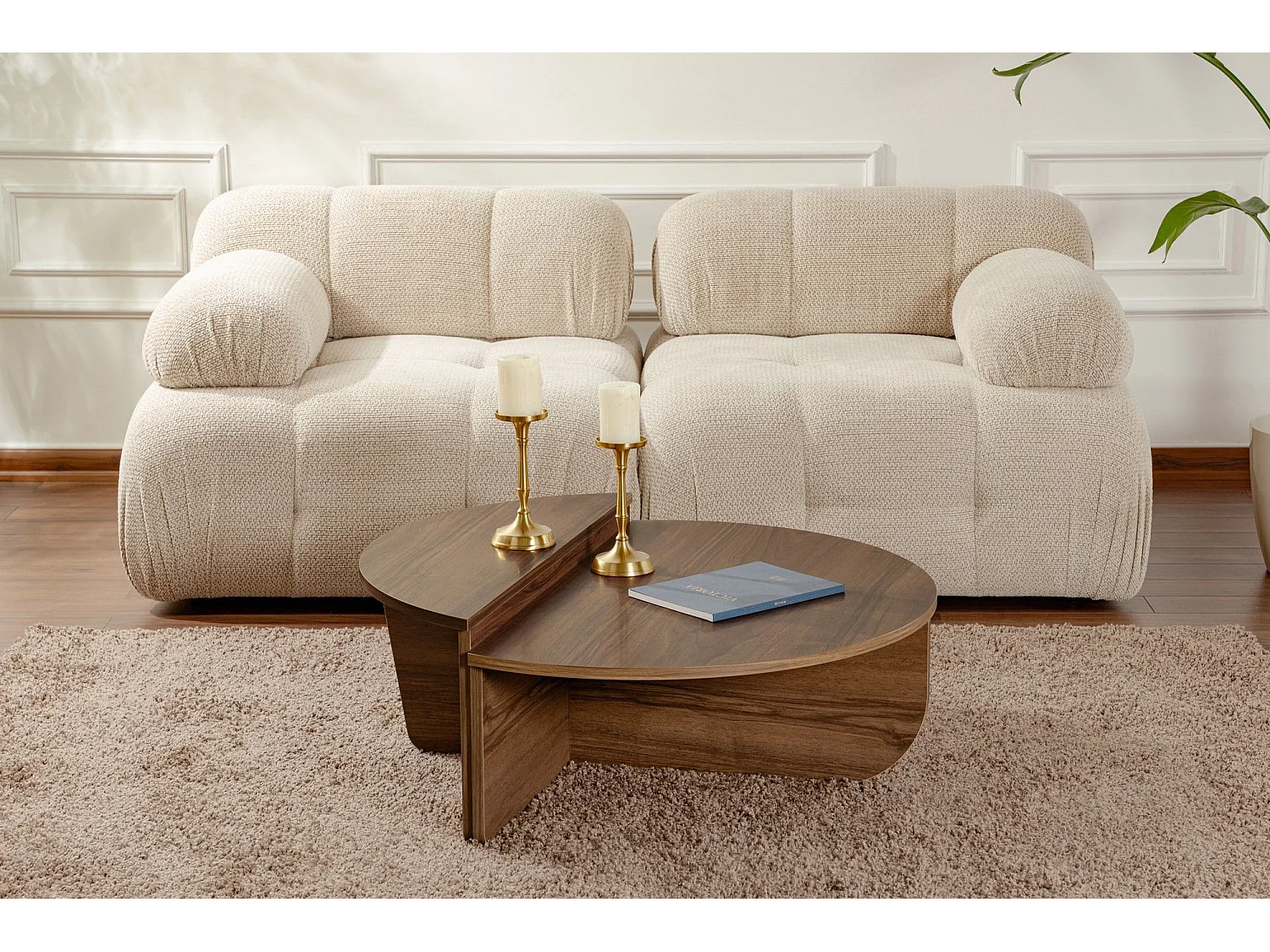 Mesa de Centro Modular Orion em Nogueira - Design Sofisticado e Funcionalidade Elegante